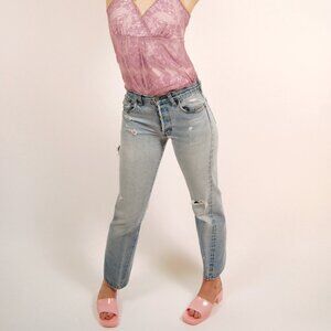 Levis Selvedge 501 Jeans (28) vintage 70s 80s blue red line men women distressed